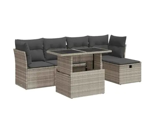 Sofos Komplektas Su Pagalvėlėmis, 6 Dalių, Pilkas, Poliratanas