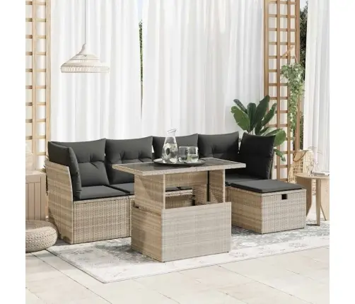 Sofos Komplektas Su Pagalvėlėmis, 6 Dalių, Pilkas, Poliratanas