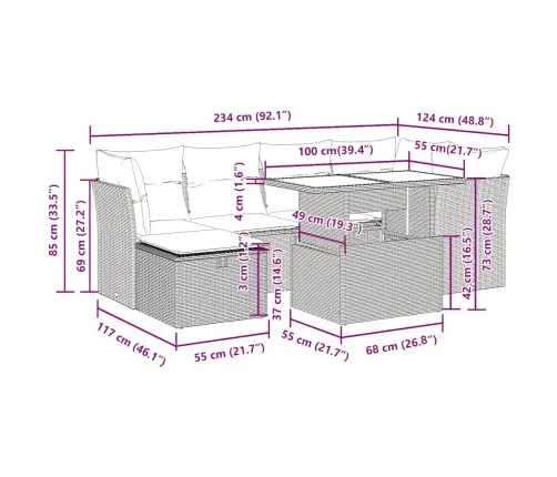 7-Daļīgs Dārza Dīvāna Komplekts Ar Matračiem, Melna Pe Vidaxl