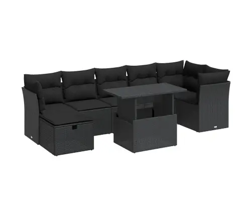 8-Daļīgs Dārza Dīvāna Komplekts, Matrači, Melna Pe Rotangpalma Vidaxl