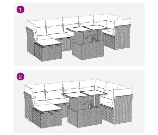 8-Osaline Aiadiivani Komplekt Patjadega, Hall, Polürotang