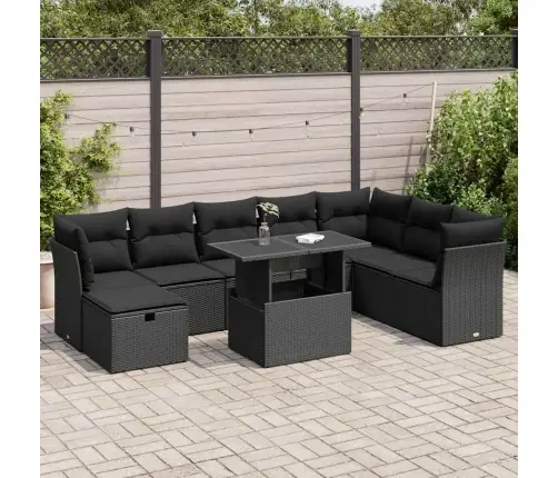 9-Osaline Aiadiivani Komplekt Patjadega, Must, Polürotang