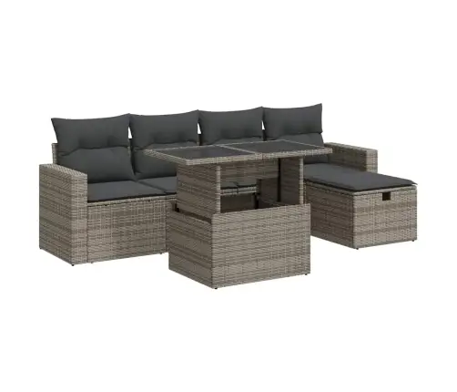 Sofos Komplektas Su Pagalvėlėmis, 6 Dalių, Pilkas, Poliratanas