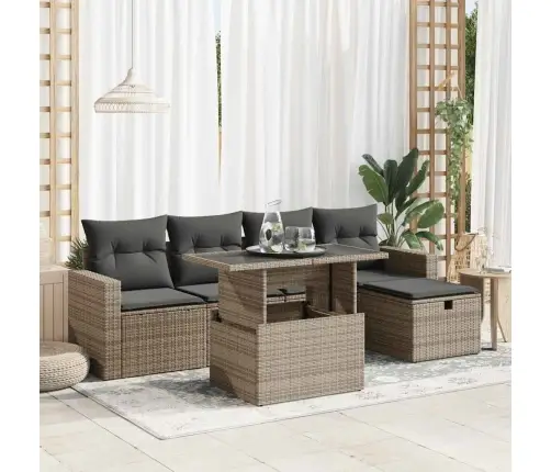 Sofos Komplektas Su Pagalvėlėmis, 6 Dalių, Pilkas, Poliratanas