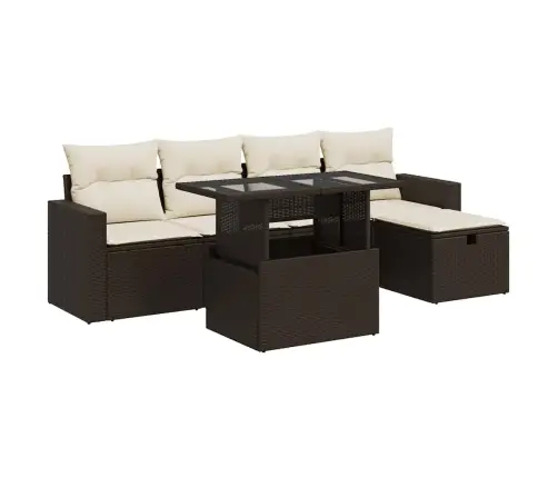 6-Daļīgs Dārza Dīvānu Komplekts, Matrači, Brūna Pe Rotangpalma Vidaxl