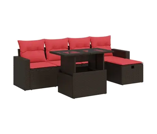 6-Osaline Aiadiivani Komplekt Patjadega, Pruun, Rotang/Akaatsia