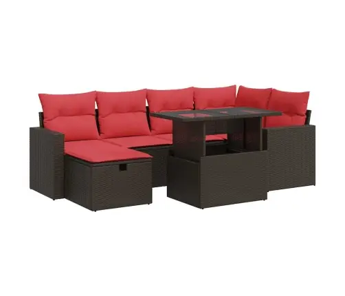 7-Osaline Aiadiivani Komplekt Patjadega, Pruun, Rotang/Akaatsia