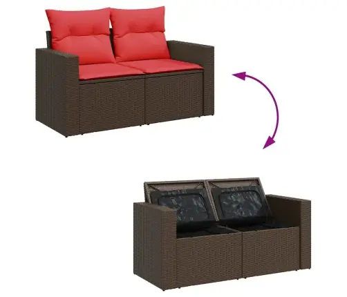 7-Osaline Aiadiivani Komplekt Patjadega, Pruun, Rotang/Akaatsia