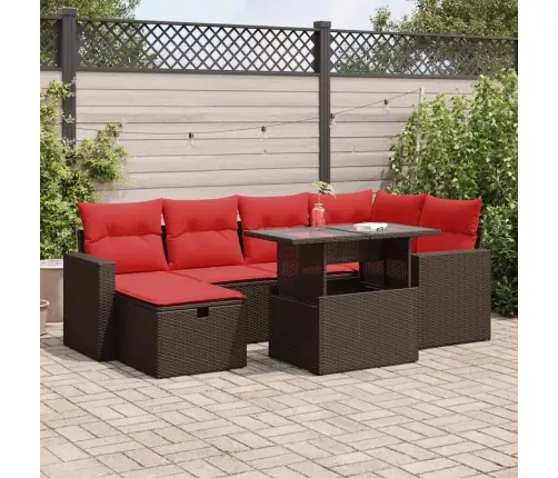 7-Osaline Aiadiivani Komplekt Patjadega, Pruun, Rotang/Akaatsia