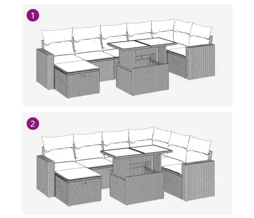 8-Daļīgs Dārza Dīvāna Komplekts, Matrači, Melna Pe Rotangpalma Vidaxl