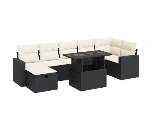 8-Daļīgs Dārza Dīvāna Komplekts, Matrači, Melna Pe Rotangpalma Vidaxl