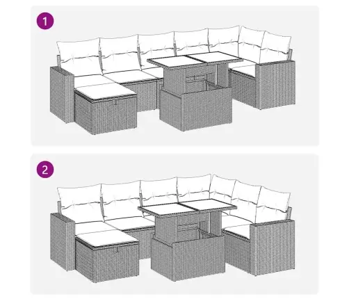 8-Osaline Aiadiivani Komplekt Patjadega, Beež, Polürotang