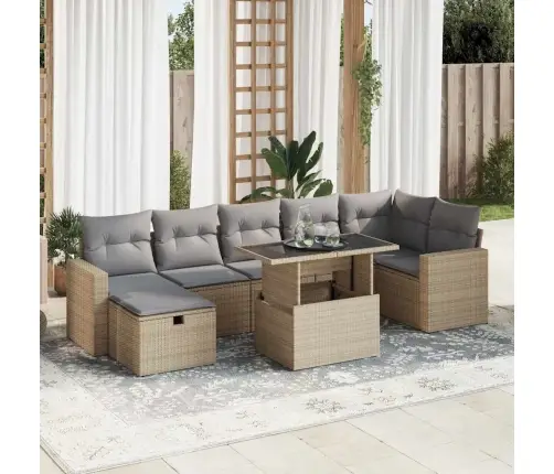 8-Osaline Aiadiivani Komplekt Patjadega, Beež, Polürotang