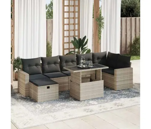 Sodo Komplektas Su Pagalvėlėmis, 8 Dalių, Pilkas, Poliratanas