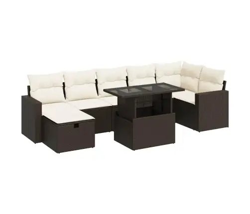 8-Daļīgs Dārza Dīvānu Komplekts, Matrači, Brūna Pe Rotangpalma Vidaxl