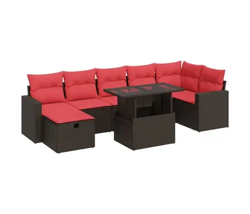 8-Daļīgs Dārza Dīvāna Komplekts, Matrači, Brūna Pe Rotangpalma Vidaxl