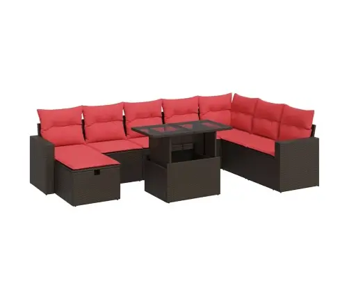 9-Osaline Aiadiivani Komplekt Patjadega, Pruun, Rotang/Akaatsia