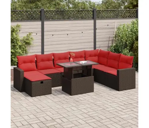 9-Osaline Aiadiivani Komplekt Patjadega, Pruun, Rotang/Akaatsia