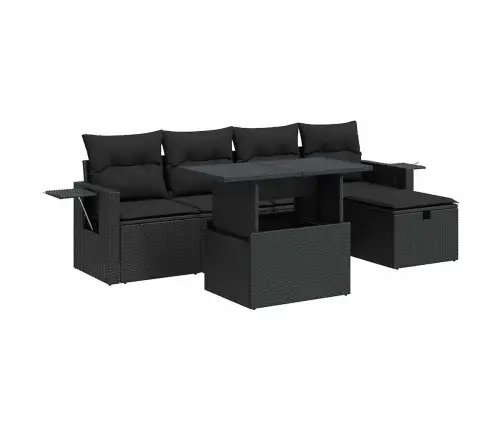 6-Daļīgs Dārza Dīvāna Komplekts, Matrači, Melna Pe Rotanpalma Vidaxl