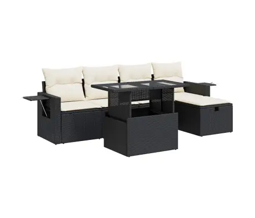 6-Daļīgs Dārza Dīvāna Komplekts, Matrači, Melna Pe Rotanpalma Vidaxl