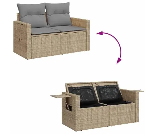 6-Daļīgs Dārza Dīvāna Komplekts, Matrači, Bēša Pe Rotangpalma Vidaxl