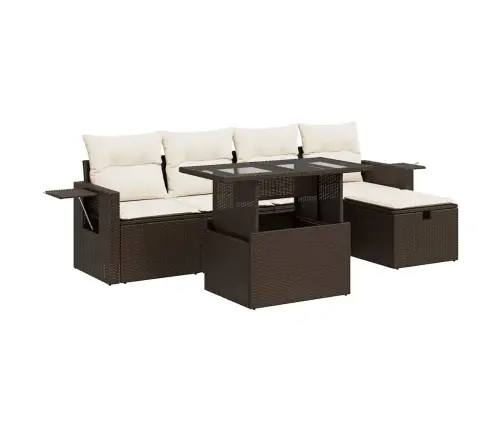 6-Daļīgs Dārza Dīvānu Komplekts, Matrači, Brūna Pe Rotangpalma Vidaxl