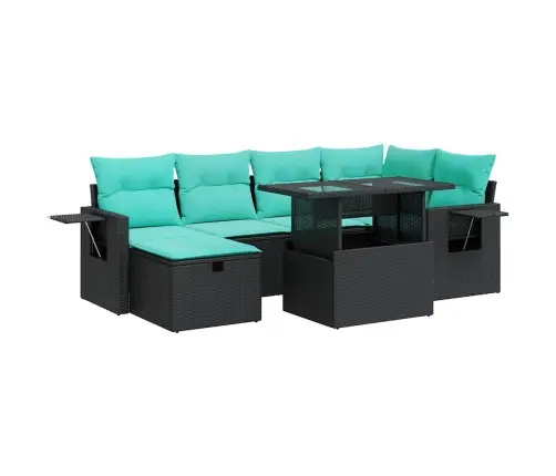 7-Daļīgs Dārza Dīvāna Komplekts, Matrači, Pelēka Pe Rotangpalma Vidaxl