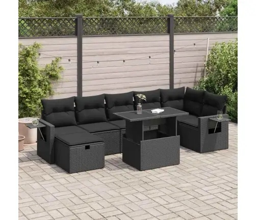 8-Daļīgs Dārza Dīvāna Komplekts, Matrači, Melna Pe Rotangpalma Vidaxl