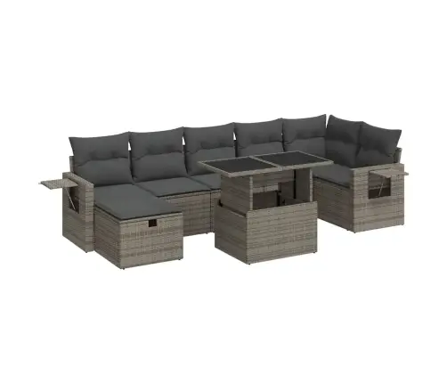 Sodo Komplektas Su Pagalvėlėmis, 8 Dalių, Pilkas, Poliratanas