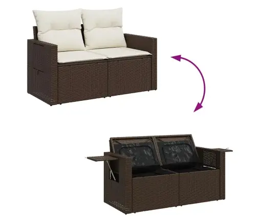 Sodo Komplektas Su Pagalvėlėmis, 8 Dalių, Rudas, Poliratanas