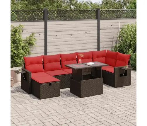 8-Osaline Aiadiivani Komplekt Patjadega, Pruun, Rotang/Akaatsia