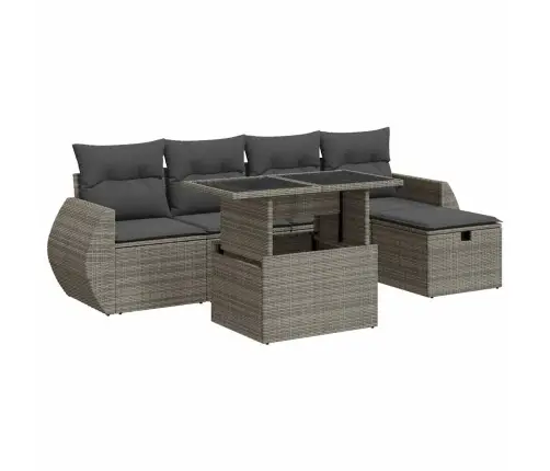 Sofos Komplektas Su Pagalvėlėmis, 6 Dalių, Pilkas, Poliratanas