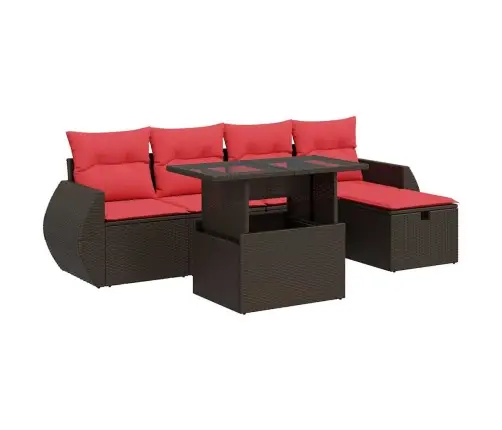 6-Daļīgs Dārza Dīvāna Komplekts, Matrači, Brūna Pe Rotangpalma Vidaxl