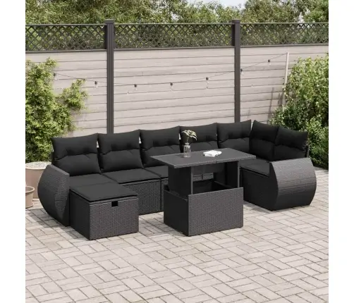 8-Osaline Aiadiivani Komplekt Patjadega, Must, Polürotang