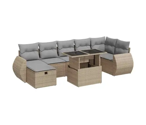 8-Osaline Aiadiivani Komplekt Patjadega, Beež, Polürotang