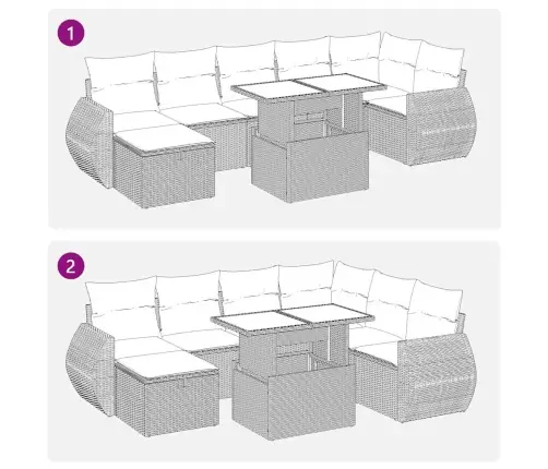 8-Osaline Aiadiivani Komplekt Patjadega, Beež, Polürotang