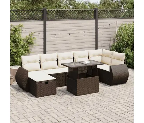 8-Osaline Aiadiivani Komplekt Patjadega, Pruun, Polürotang