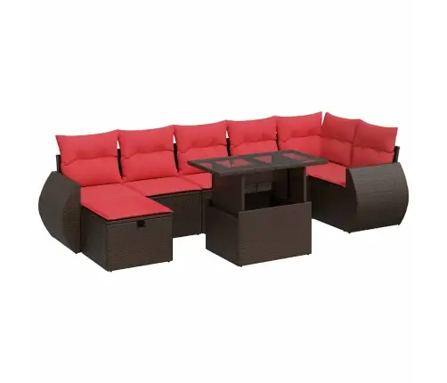 8-Osaline Aiadiivani Komplekt Patjadega, Pruun, Rotang/Akaatsia