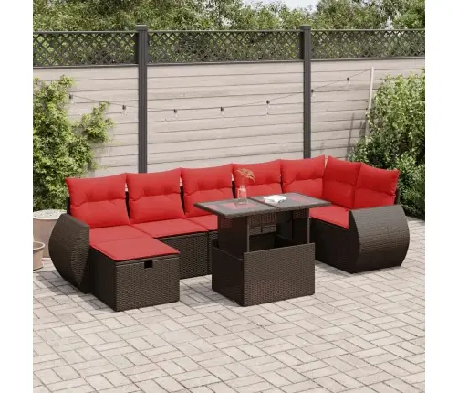 8-Osaline Aiadiivani Komplekt Patjadega, Pruun, Rotang/Akaatsia