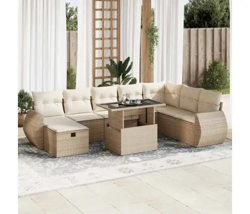 9-Osaline Aiadiivani Komplekt Patjadega, Beež, Polürotang