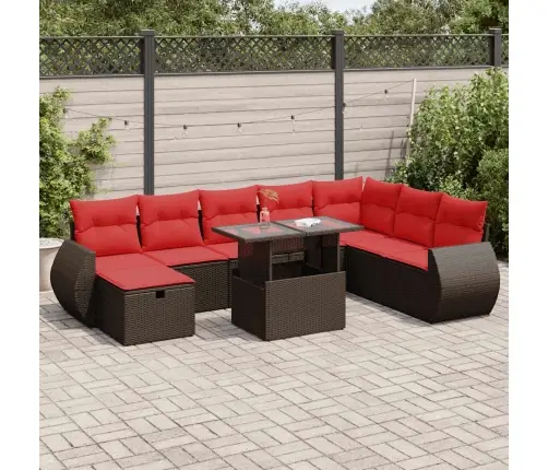 9-Osaline Aiadiivani Komplekt Patjadega, Must, Rotang/Akaatsia