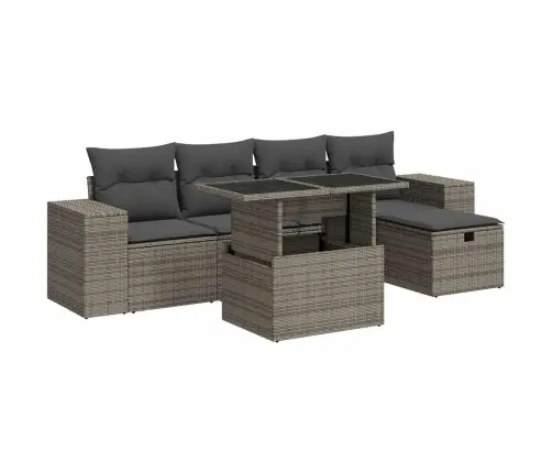 6-Daļīgs Dārza Dīvāna Komplekts Ar Matračiem, Pelēks Pe Pinums Vidaxl