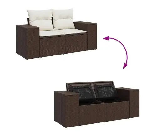 Sofos Komplektas Su Pagalvėlėmis, 6 Dalių, Rudas, Poliratanas