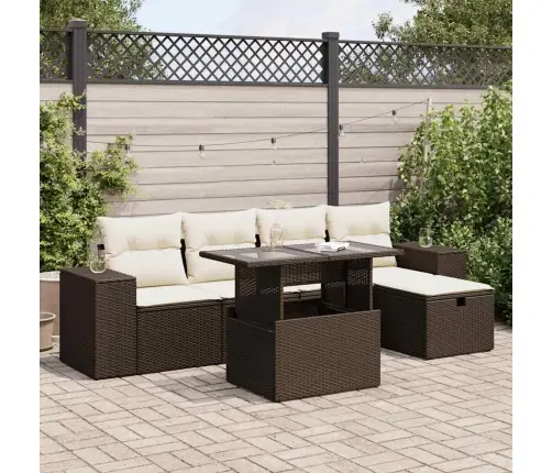 Sofos Komplektas Su Pagalvėlėmis, 6 Dalių, Rudas, Poliratanas