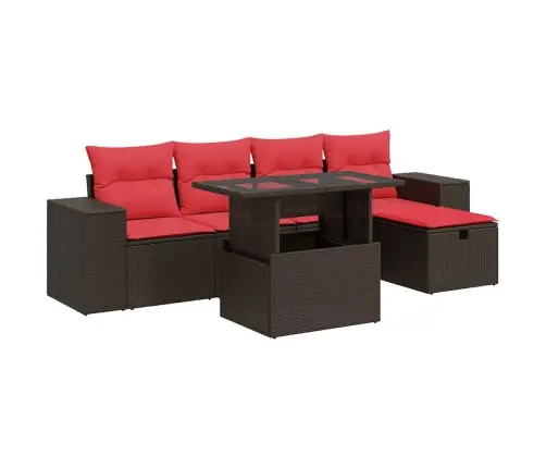 6-Daļīgs Dārza Dīvāna Komplekts, Matrači, Melna Pe Rotangpalma Vidaxl