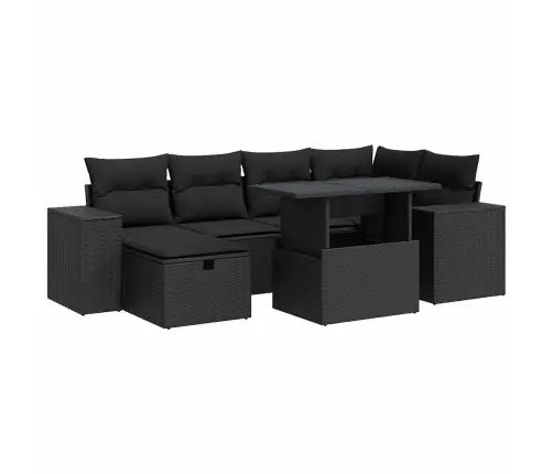 8-Daļīgs Dārza Dīvāna Komplekts, Matrači, Melna Pe Rotangpalma Vidaxl