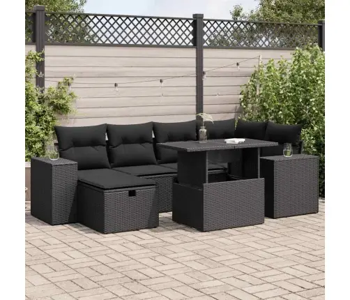 8-Daļīgs Dārza Dīvāna Komplekts, Matrači, Melna Pe Rotangpalma Vidaxl