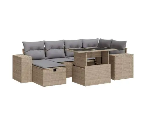 8-Daļīgs Dārza Dīvāna Komplekts, Matrači, Bēša Pe Rotangpalma Vidaxl