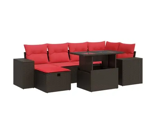 7-Daļīgs Dārza Dīvāna Komplekts, Matrači, Melna Pe Rotangpalma Vidaxl