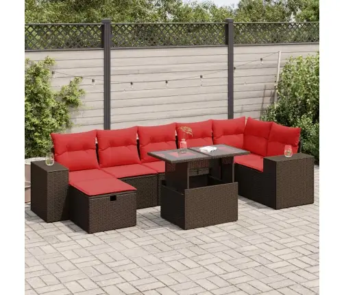 Sodo Komplektas Su Pagalvėlėmis, 8 Dalių, Poliratanas/Akacija